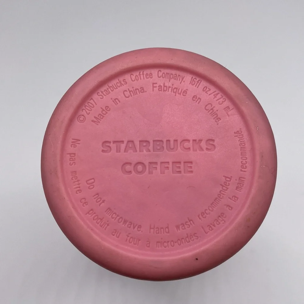 Starbucks 2007‎ Pink Travel Coffee Mug Tumbler 16 Oz Fl